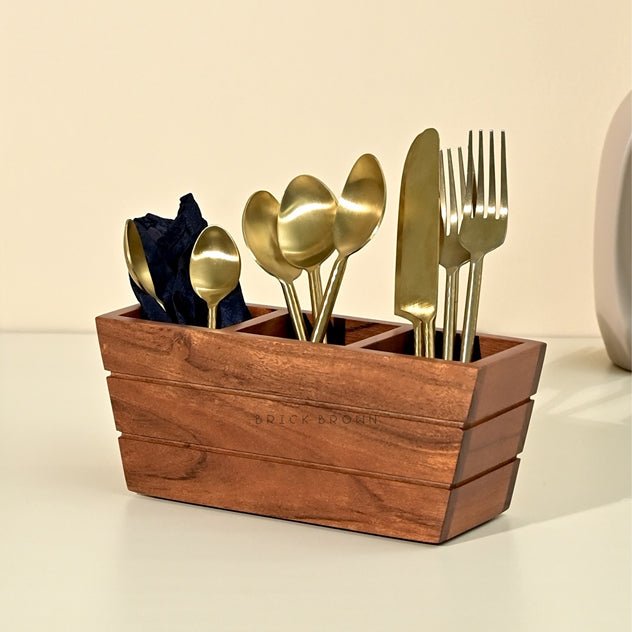 Boat Wooden Cutlery Caddy/Holder | Verified Sustainable by Brown Living™