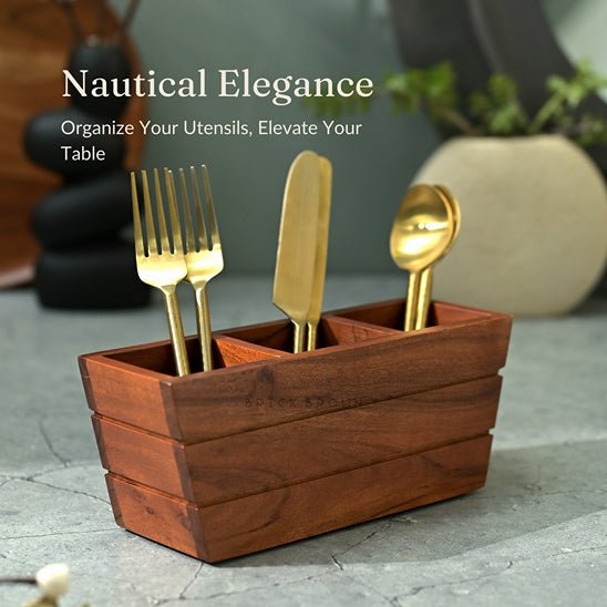 Boat Wooden Cutlery Caddy/Holder | Verified Sustainable by Brown Living™