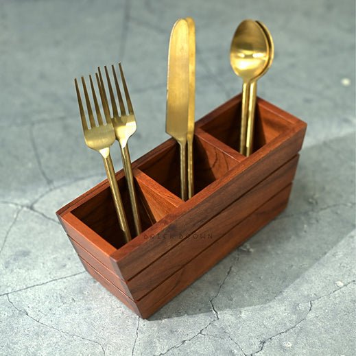 Boat Wooden Cutlery Caddy/Holder | Verified Sustainable by Brown Living™