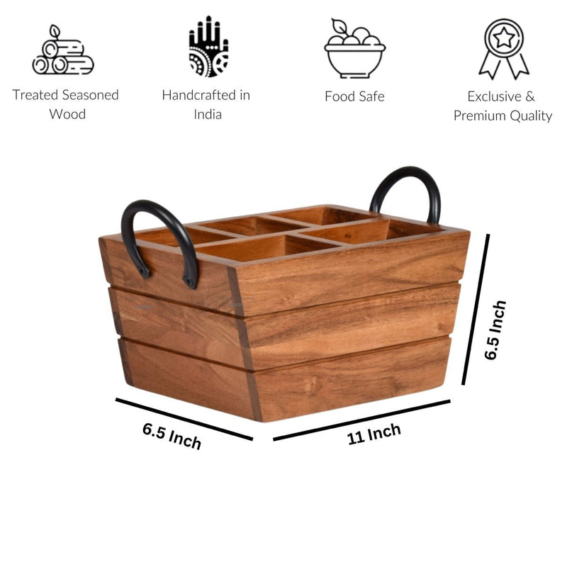 Boat Wooden Cutlery Caddy/Holder with Horseshoe Handle | Verified Sustainable Kitchen Organisers on Brown Living™