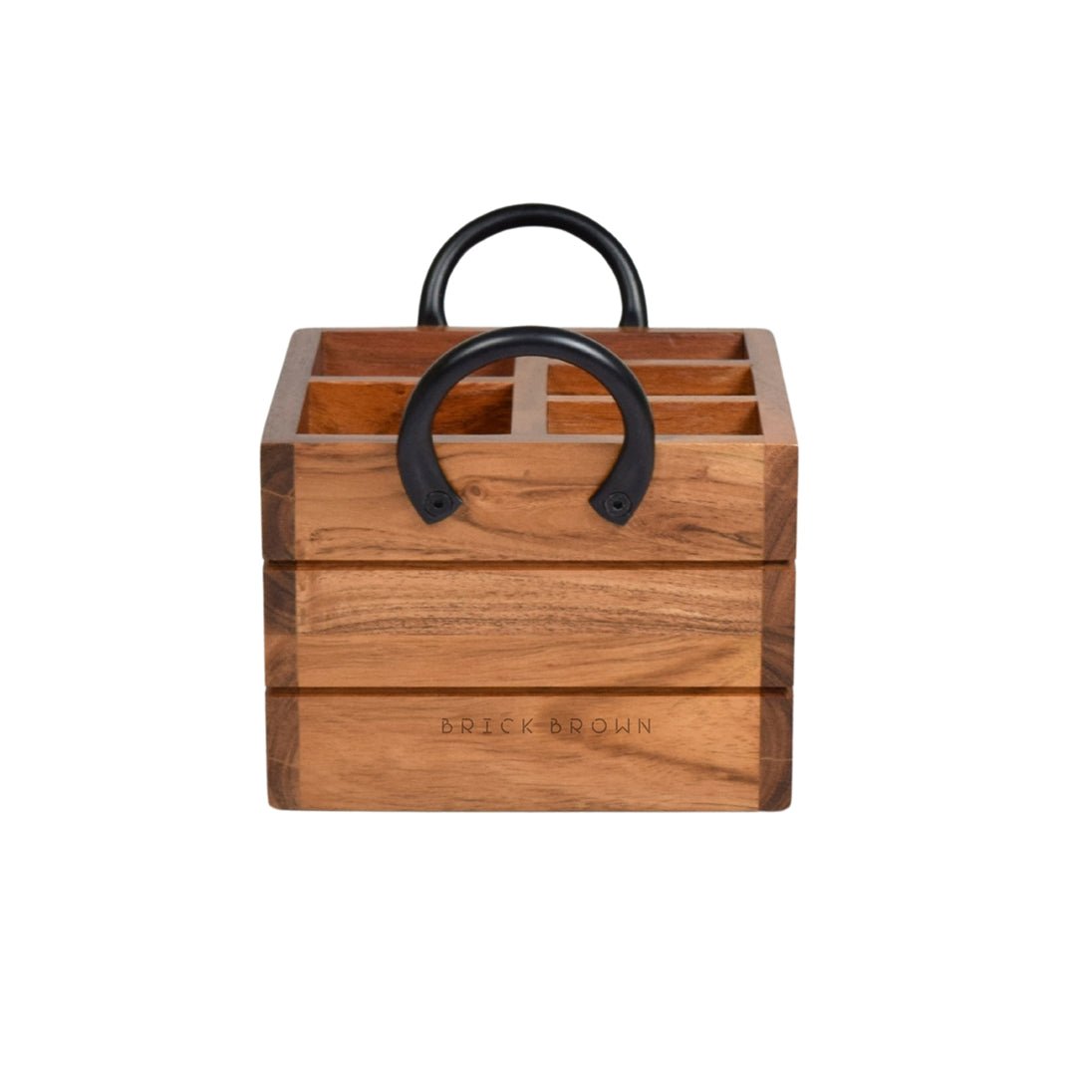 Boat Wooden Cutlery Caddy/Holder with Horseshoe Handle | Verified Sustainable by Brown Living™