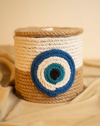 Boho Chic Jute Storage Basket | Eco - Friendly Woven Organizer for Home – Baskets & Boxes on Brown Living™. SKU: ANTBCSBHG. Img 7.