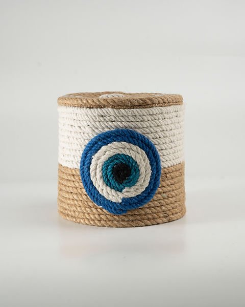 Boho Chic Jute Storage Basket | Eco - Friendly Woven Organizer for Home – Baskets & Boxes on Brown Living™. SKU: ANTBCSBHG. Img 1.