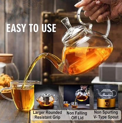 Borosilicate Glass Kettle with infuser | Verified Sustainable by Brown Living™