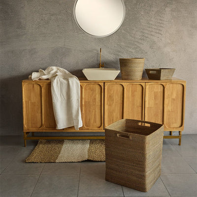 Boston Basket – Natural Handmade Storage Basket – Baskets & Boxes on Brown Living™. SKU: BostonBasketGrey. Img 4.