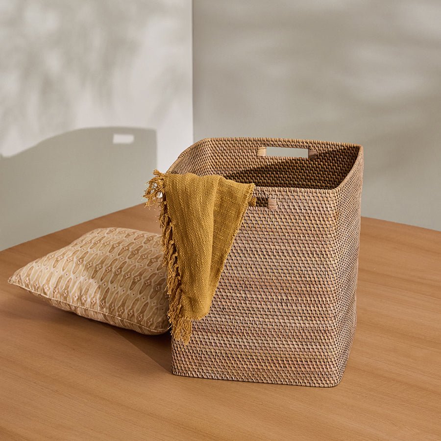 Boston Basket – Natural Handmade Storage Basket – Baskets & Boxes on Brown Living™. SKU: BostonBasketGrey. Img 6.