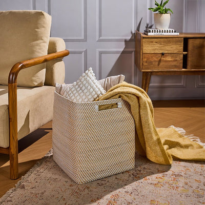Boston Basket – Natural Handmade Storage Basket – Baskets & Boxes on Brown Living™. SKU: BostonBasketwhite. Img 9.