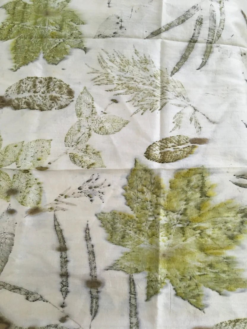 Botanical Eco Printed Mulberry Silk Dupatta | Handcrafted Silk Dupatta – Womens Scarf on Brown Living™. SKU: MS1. Img 4.