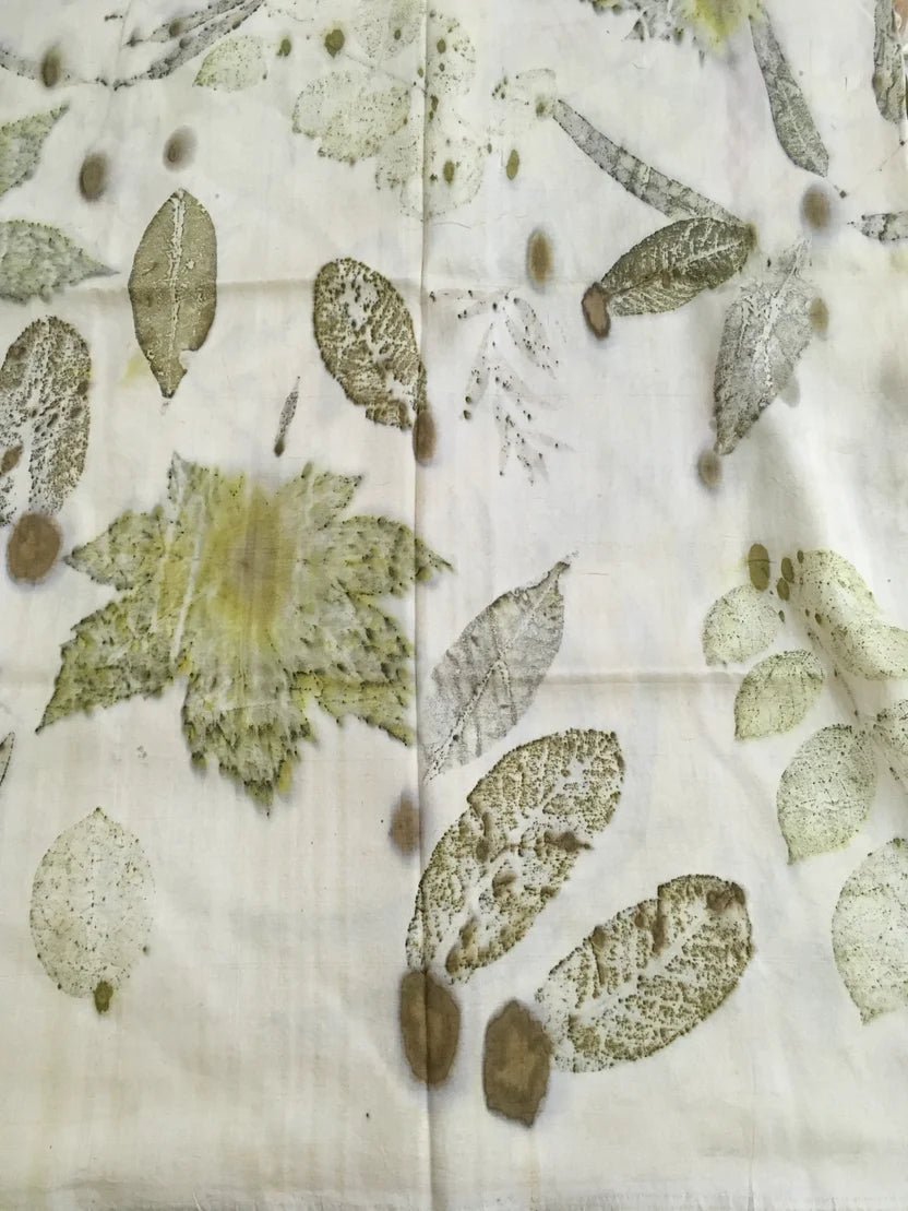 Botanical Eco Printed Mulberry Silk Dupatta | Handcrafted Silk Dupatta – Womens Scarf on Brown Living™. SKU: MS1. Img 5.