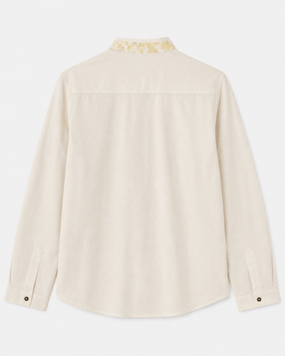 Botanical Impression Collar Shirt – Nature Inspired Cotton Shirt – Womens Shirt on Brown Living™. SKU: ACL2026004. Img 2.