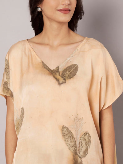Botanical Kaftan Flared Top for Women Relaxed Fit – Womens Top on Brown Living™. SKU: fst2. Img 11.