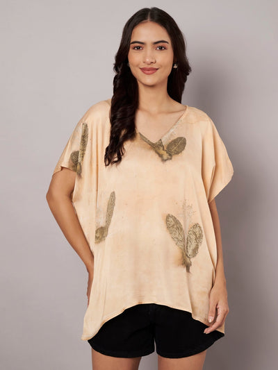 Botanical Kaftan Flared Top for Women Relaxed Fit – Womens Top on Brown Living™. SKU: fst2. Img 6.