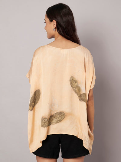 Botanical Kaftan Flared Top for Women Relaxed Fit – Womens Top on Brown Living™. SKU: fst2. Img 10.