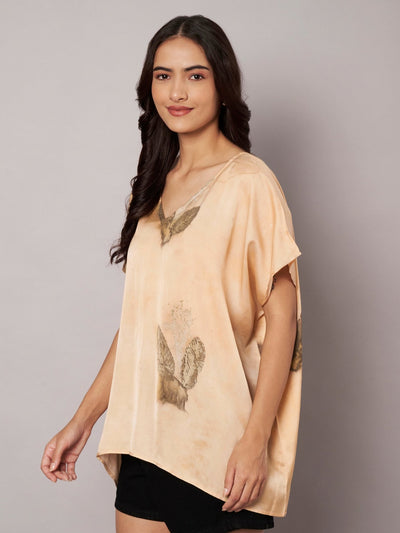 Botanical Kaftan Flared Top for Women Relaxed Fit – Womens Top on Brown Living™. SKU: fst2. Img 8.