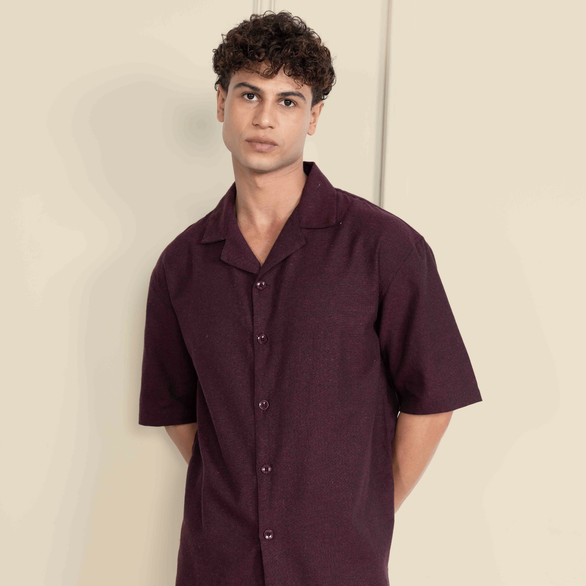 Box Fit Cuban Collar Shirt For Men | Black – Men Shirt by Hope - House of Pure Eco available on Brown Living™. 38 . SKU: 1015_38. Img 1.