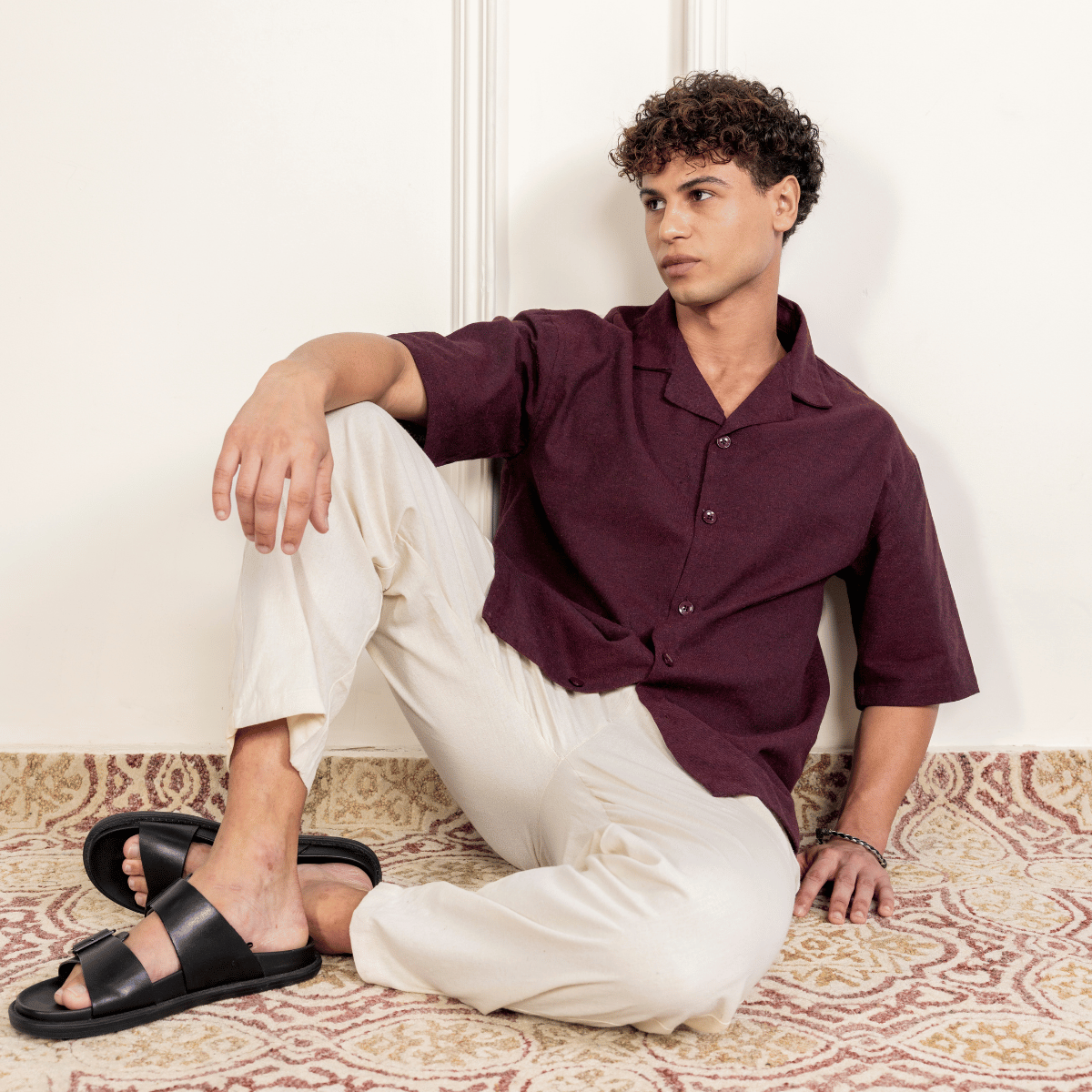 Box Fit Cuban Collar Shirt For Men | Black – Men Shirt by Hope - House of Pure Eco available on Brown Living™. 38 . SKU: 1015_38. Img 4.