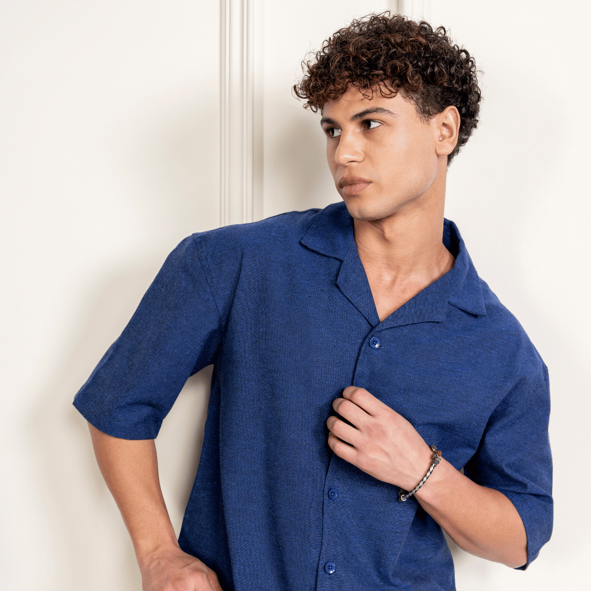 Box Fit Cuban Collar Shirt For Men | Dark Blue – Men Shirt by Hope - House of Pure Eco available on Brown Living™. 38 . SKU: 1011_38. Img 6.