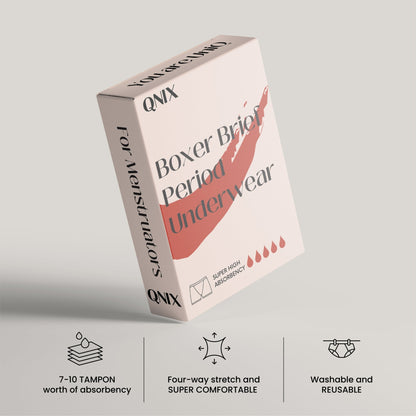 Boxer Brief Reusable Period Panty | Super Heavy Flow | Leakproof – Womens Underwear on Brown Living™. SKU: BOXER-BLACK-S. Img 2.