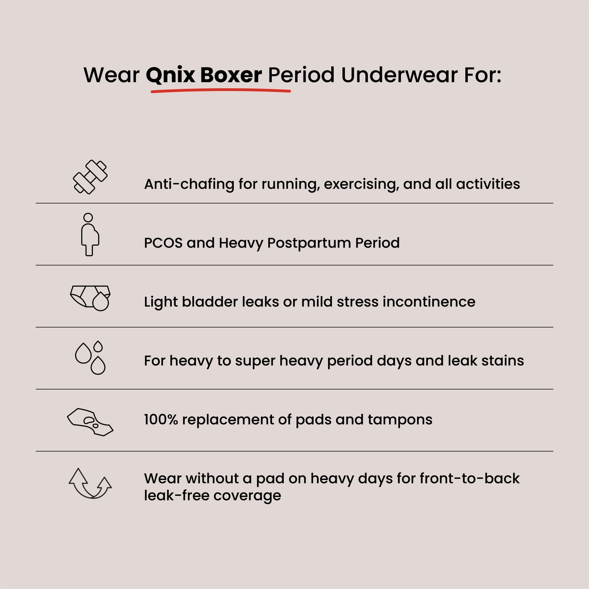 Boxer Brief Reusable Period Panty | Super Heavy Flow | Leakproof – Womens Underwear on Brown Living™. SKU: BOXER-BLACK-S. Img 4.