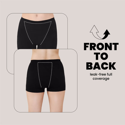 Boxer Brief Reusable Period Panty | Super Heavy Flow | Leakproof – Womens Underwear on Brown Living™. SKU: BOXER-BLACK-S. Img 5.