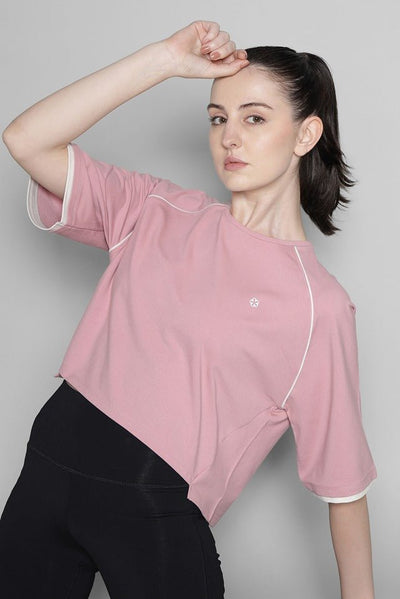 Boxy Fit After Workout T-Shirt for Women – Breathable & Relaxed Active – Womens Blouse on Brown Living™. SKU: ELBRTPNKXS. Img 9.