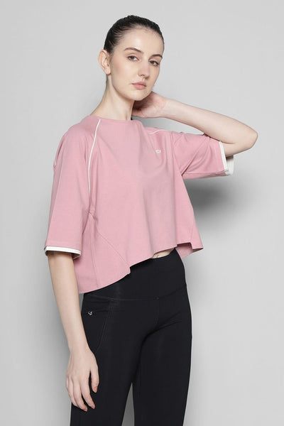 Boxy Fit After Workout T-Shirt for Women – Breathable & Relaxed Active – Womens Blouse on Brown Living™. SKU: ELBRTPNKXS. Img 6.