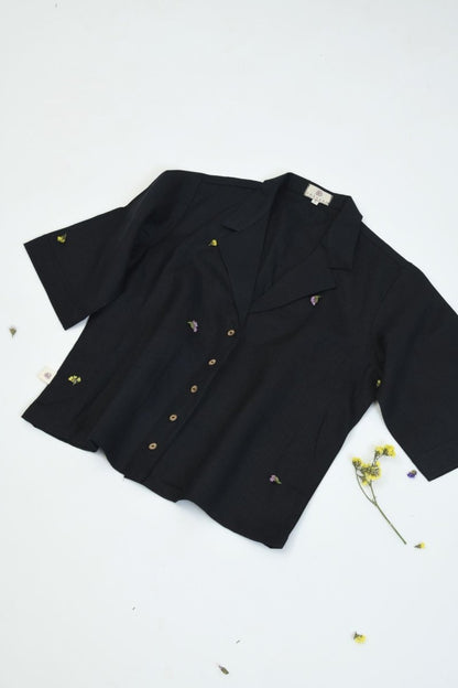 Boxy Fit Hemp Shirt in Naturally Dyed Fabric – Womens Shirt by Pravaah India available on Brown Living™. Xs Black. SKU: PRA24CL4BXS. Img 15.