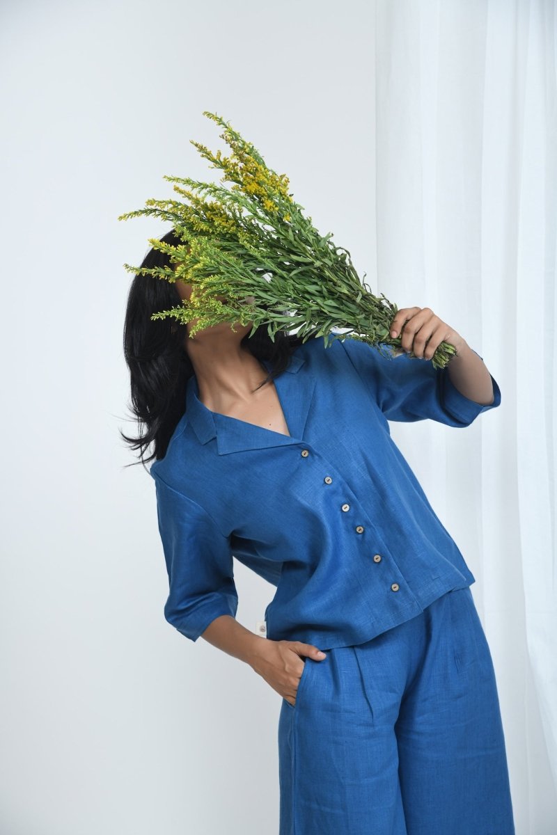 Boxy Fit Hemp Shirt in Naturally Dyed Fabric – Womens Shirt by Pravaah India available on Brown Living™. Xs Black. SKU: PRA24CL4BXS. Img 7.