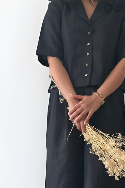 Boxy Fit Hemp Shirt in Naturally Dyed Fabric – Womens Shirt by Pravaah India available on Brown Living™. Xs Black. SKU: PRA24CL4BXS. Img 16.