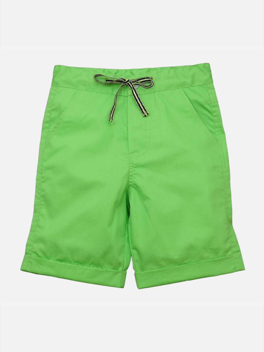 Boys Chartreuse Green Shorts Regular Fit – Comfortable Casual Summer W – Kids Shorts on Brown Living™. SKU: PB204_1. Img 1.