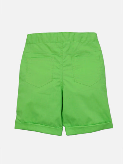 Boys Chartreuse Green Shorts Regular Fit – Comfortable Casual Summer W – Kids Shorts on Brown Living™. SKU: PB204_1. Img 2.