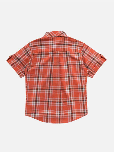 Boys Checkered Stone Shirt Regular Fit – Comfortable Cotton Shirt – Kids Shirts on Brown Living™. SKU: PB180_1. Img 2.