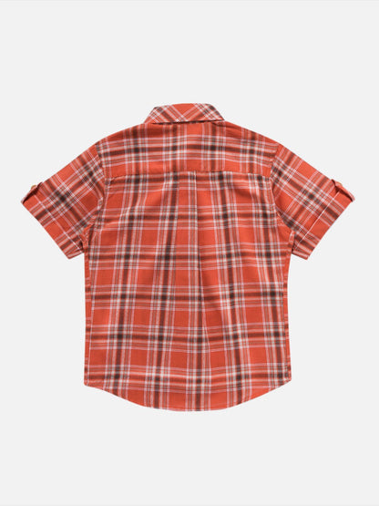 Boys Checkered Stone Shirt Regular Fit – Comfortable Cotton Shirt – Kids Shirts on Brown Living™. SKU: PB180_1. Img 2.