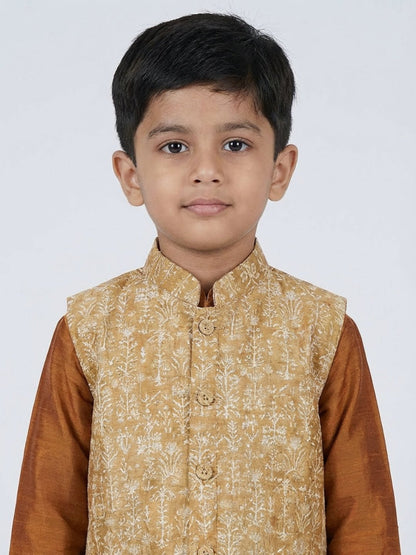 Boys Cotton Printed Kurta Pyjama Set With Jacket – Kids Ethnic Sets on Brown Living™. SKU: BLP-KRS-02260. Img 9.