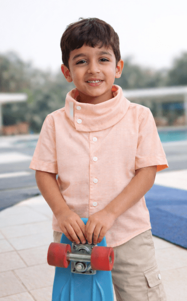 Boys Cowl Neck Shirt Regular Fit – Comfortable Casual Cotton Shirt – Kids Shirts on Brown Living™. SKU: PB153_1. Img 1.