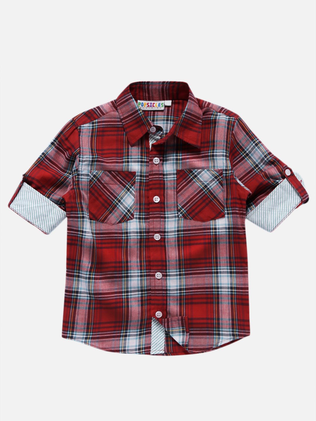 Boys Crimson Shirt Regular Fit – Comfortable Cotton Casual Wear – Kids Shirts on Brown Living™. SKU: PB183_1. Img 3.