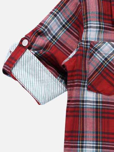 Boys Crimson Shirt Regular Fit – Comfortable Cotton Casual Wear – Kids Shirts on Brown Living™. SKU: PB183_1. Img 4.