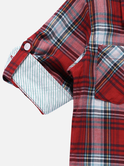Boys Crimson Shirt Regular Fit – Comfortable Cotton Casual Wear – Kids Shirts on Brown Living™. SKU: PB183_1. Img 4.