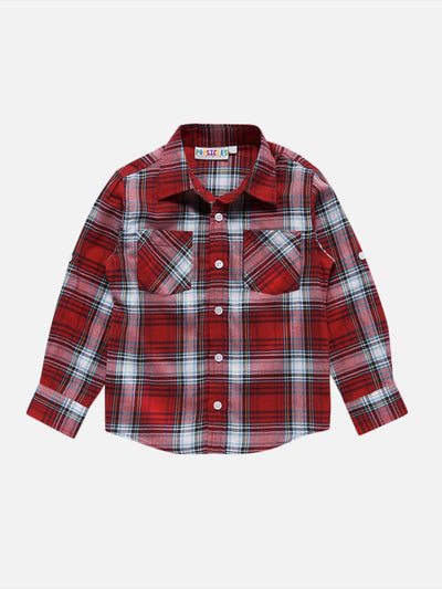 Boys Crimson Shirt Regular Fit – Comfortable Cotton Casual Wear – Kids Shirts on Brown Living™. SKU: PB183_1. Img 1.