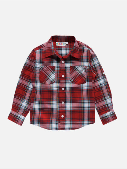Boys Crimson Shirt Regular Fit – Comfortable Cotton Casual Wear – Kids Shirts on Brown Living™. SKU: PB183_1. Img 1.