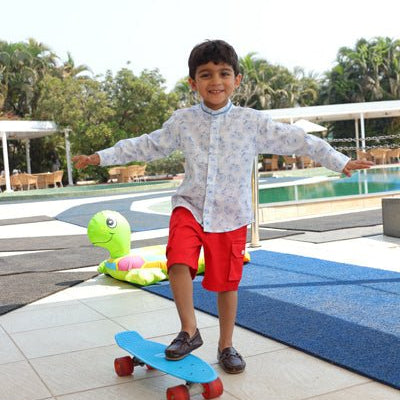 Boys Crimson Shorts Regular Fit – Comfortable Casual Summer Wear – Kids Shorts on Brown Living™. SKU: PB198_1. Img 4.