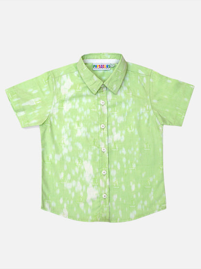 Boys Green Tie Dye Shirt Regular Fit – Comfortable Cotton Casual Wear – Kids Shirts on Brown Living™. SKU: PB208_1. Img 1.