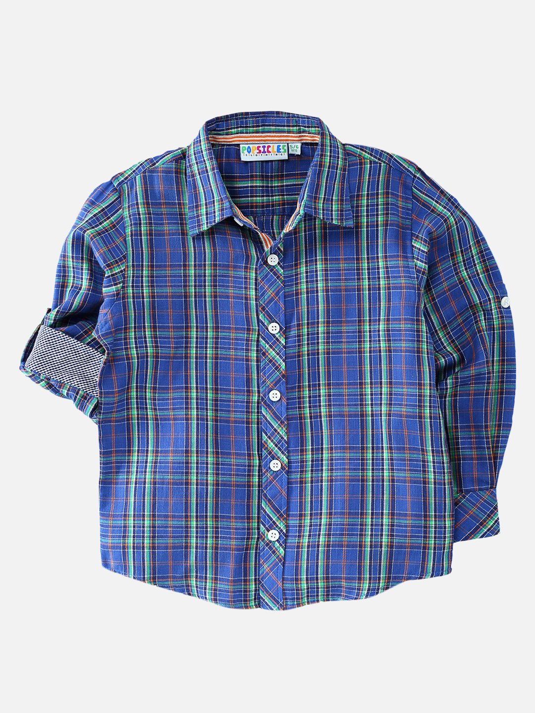 Boys Lapis Blue Checkered Shirt Regular Fit – Comfortable Cotton Shirt – Kids Shirts on Brown Living™. SKU: PB145_1. Img 3.