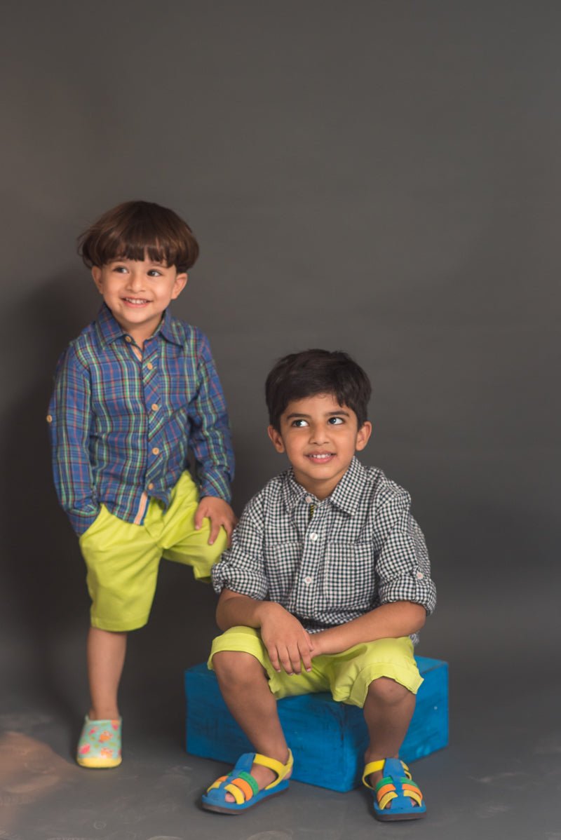 Boys Lapis Blue Checkered Shirt Regular Fit – Comfortable Cotton Shirt – Kids Shirts on Brown Living™. SKU: PB145_1. Img 7.