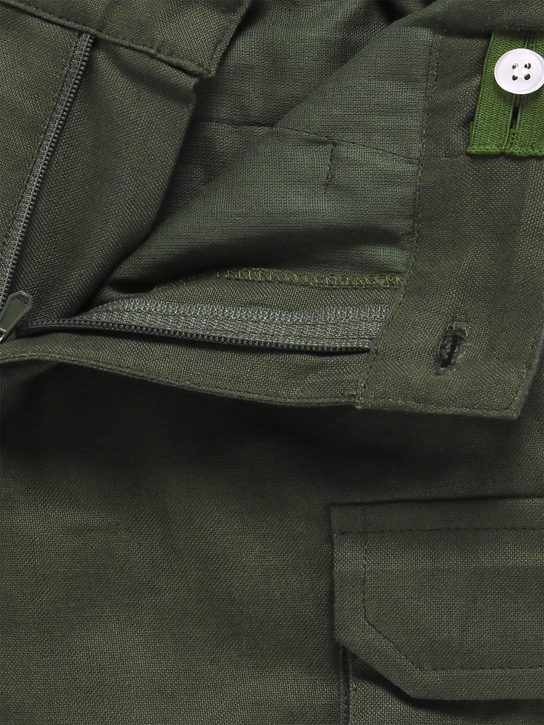 Boys Olive Shorts Regular Fit – Comfortable Casual Summer Wear – Kids Shorts on Brown Living™. SKU: PB181_1. Img 3.