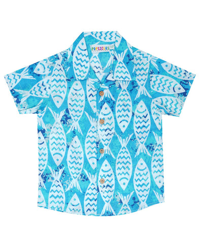 Boys Popsicle Blue Cotton Shirt – Comfortable Casual Summer Wear – Kids Shirts on Brown Living™. SKU: PB231_1. Img 1.
