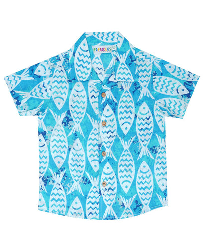 Boys Popsicle Blue Cotton Shirt – Comfortable Casual Summer Wear – Kids Shirts on Brown Living™. SKU: PB231_1. Img 1.