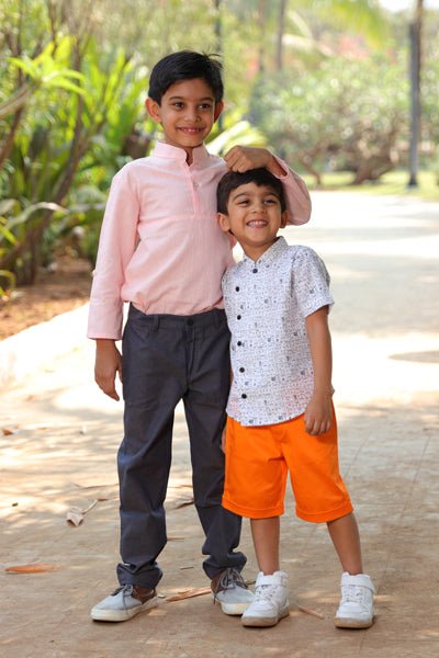 Boys Tangerine Shorts Regular Fit – Comfortable Casual Summer Wear – Kids Shorts on Brown Living™. SKU: PB203_1. Img 4.