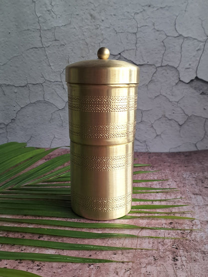 Brass Coffee Filter | Traditional Indian Coffee Brewing Accessory – Kitchen Tools on Brown Living™. SKU: BCFI. Img 1.
