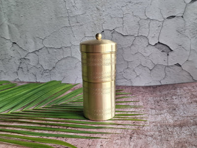 Brass Coffee Filter | Traditional Indian Coffee Brewing Accessory – Kitchen Tools on Brown Living™. SKU: BCFI. Img 4.
